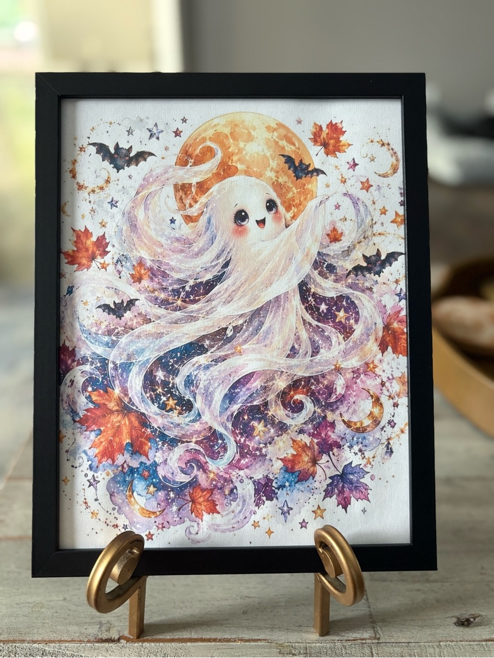 Framed Cute Ghost Halloween 8x10 Print